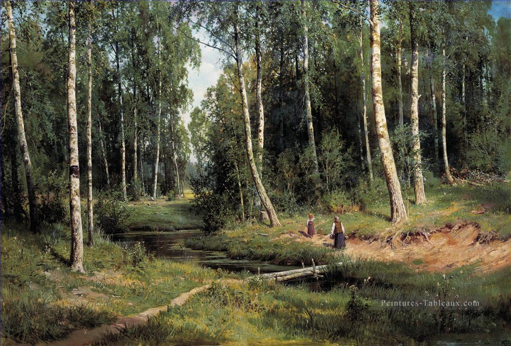 dans la forêt de bouleau en 1883 paysage classique Ivan Ivanovitch arbres Peintures à l'huile
